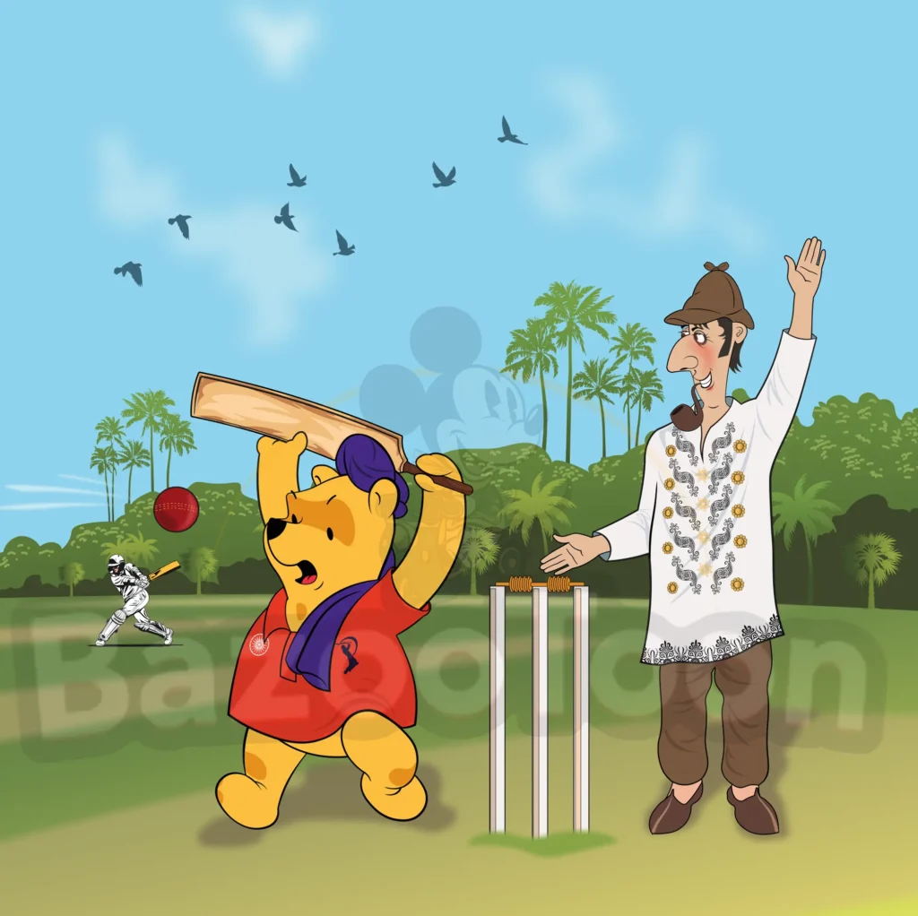 Winnie Sherlock cricket illustration