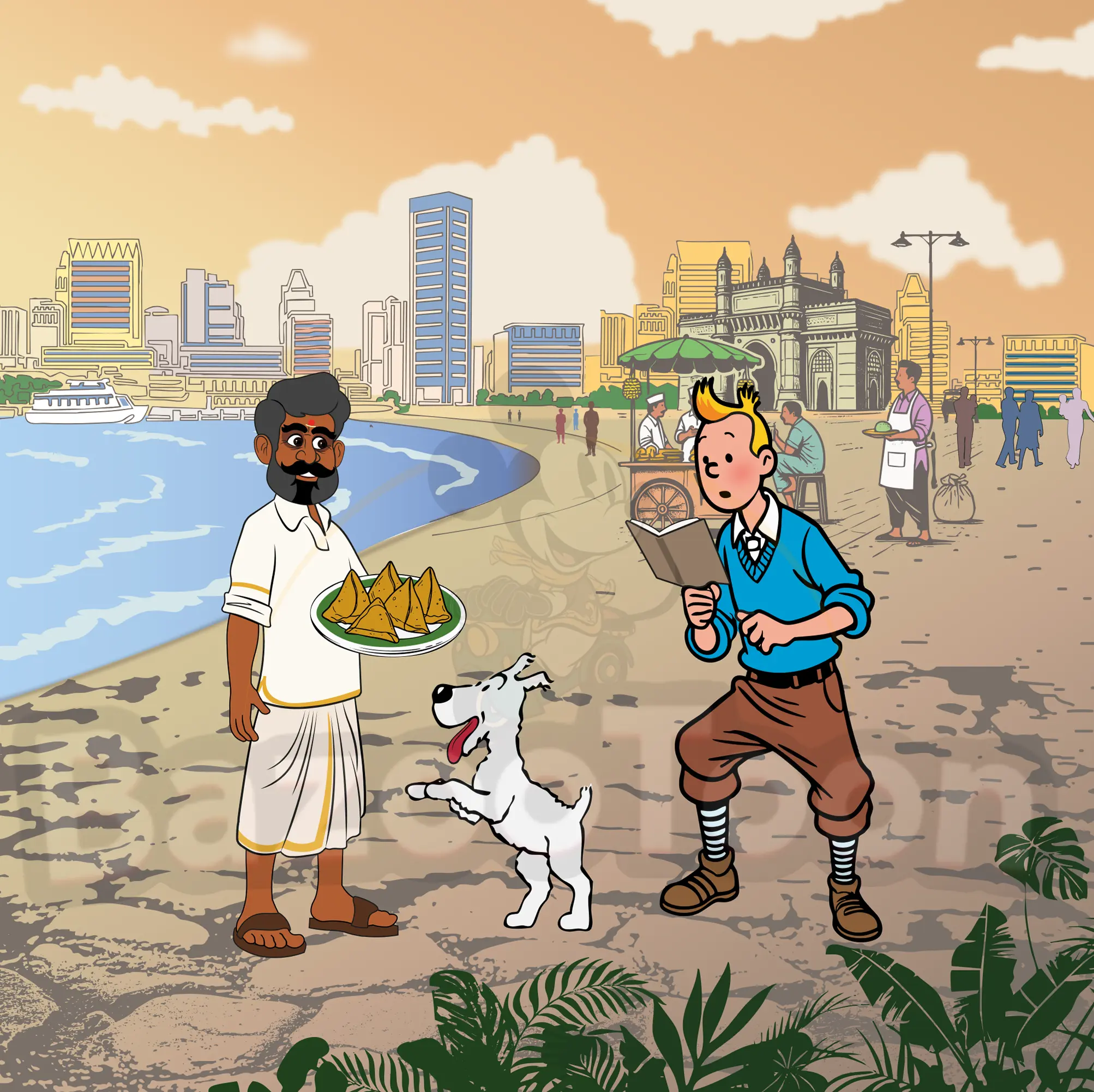 Tintin Mumbai illustration